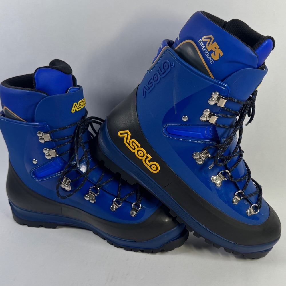 Asolo AFS Evoluzione Blue Plastic Mountaineering Boots Mens 10.5 Made in Italy